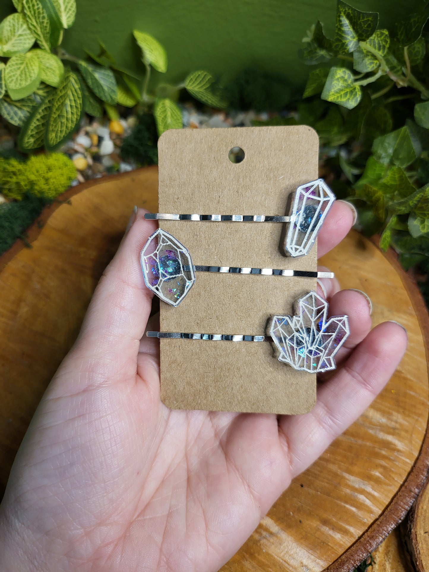 Crystals and Moons Hair Pins Sets of 3