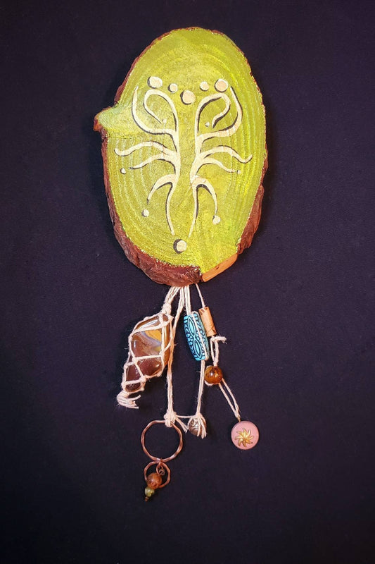 Tigers Eye Talisman Wall Art, Watercolor and Ink, Tigers Eye and Charms, Sigil