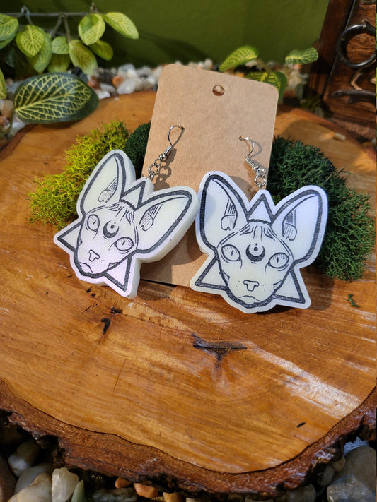 Sphinx Cat Dangle Earrings