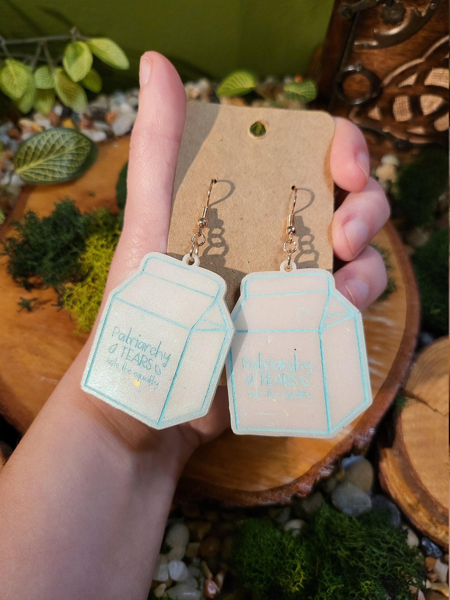 Patriarchy Tears Carton Earrings, Activist Earrings