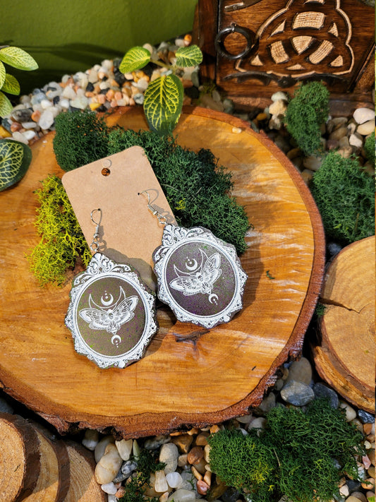 DeathHead Moth Victorian Cameo Dangle Earrings