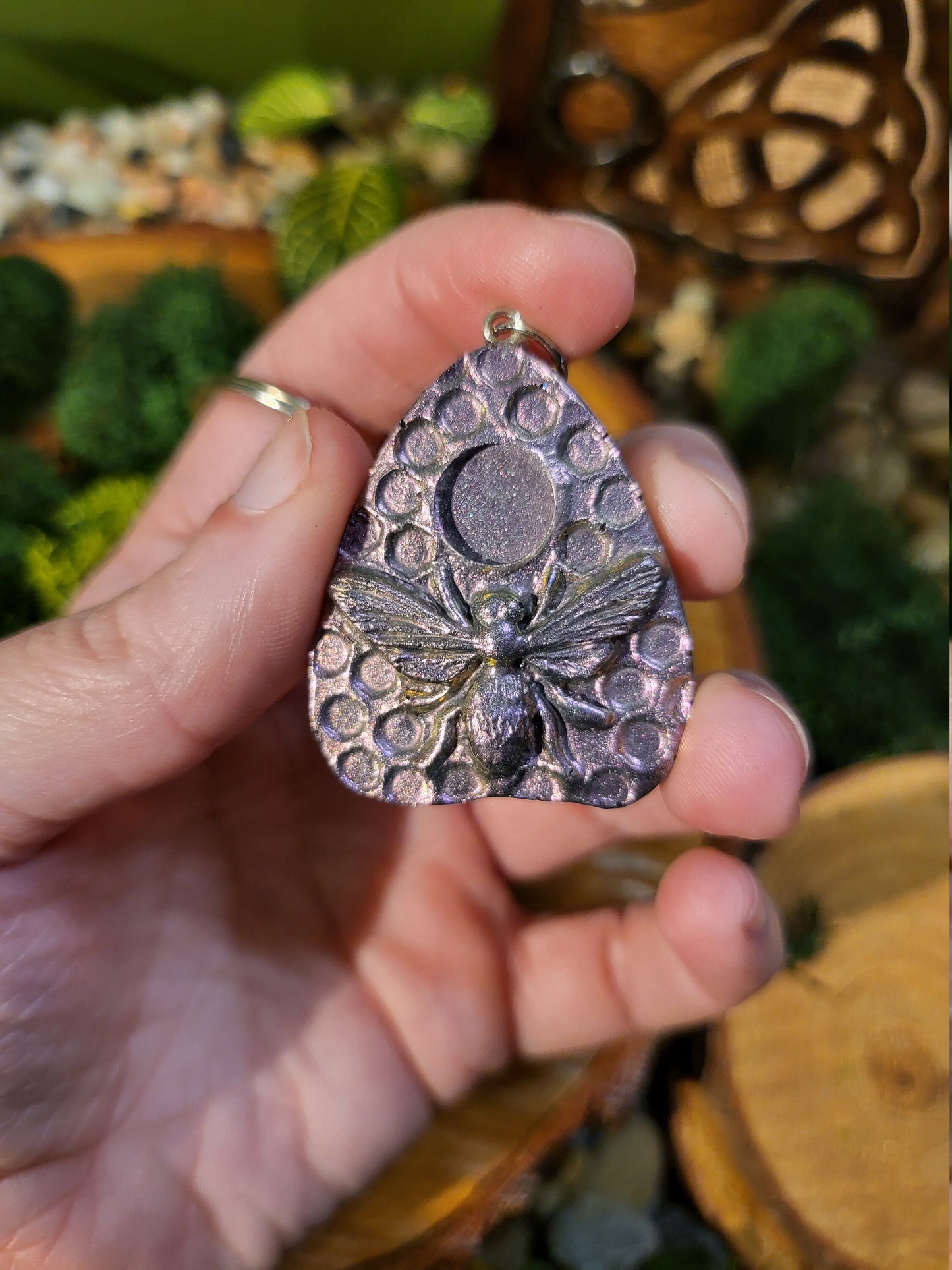 Ouija Planchette - Pink Bee and Honeycomb with Sun Charm