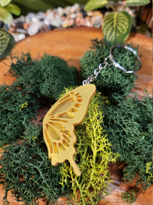 Gold Butterfly Wing Keychain