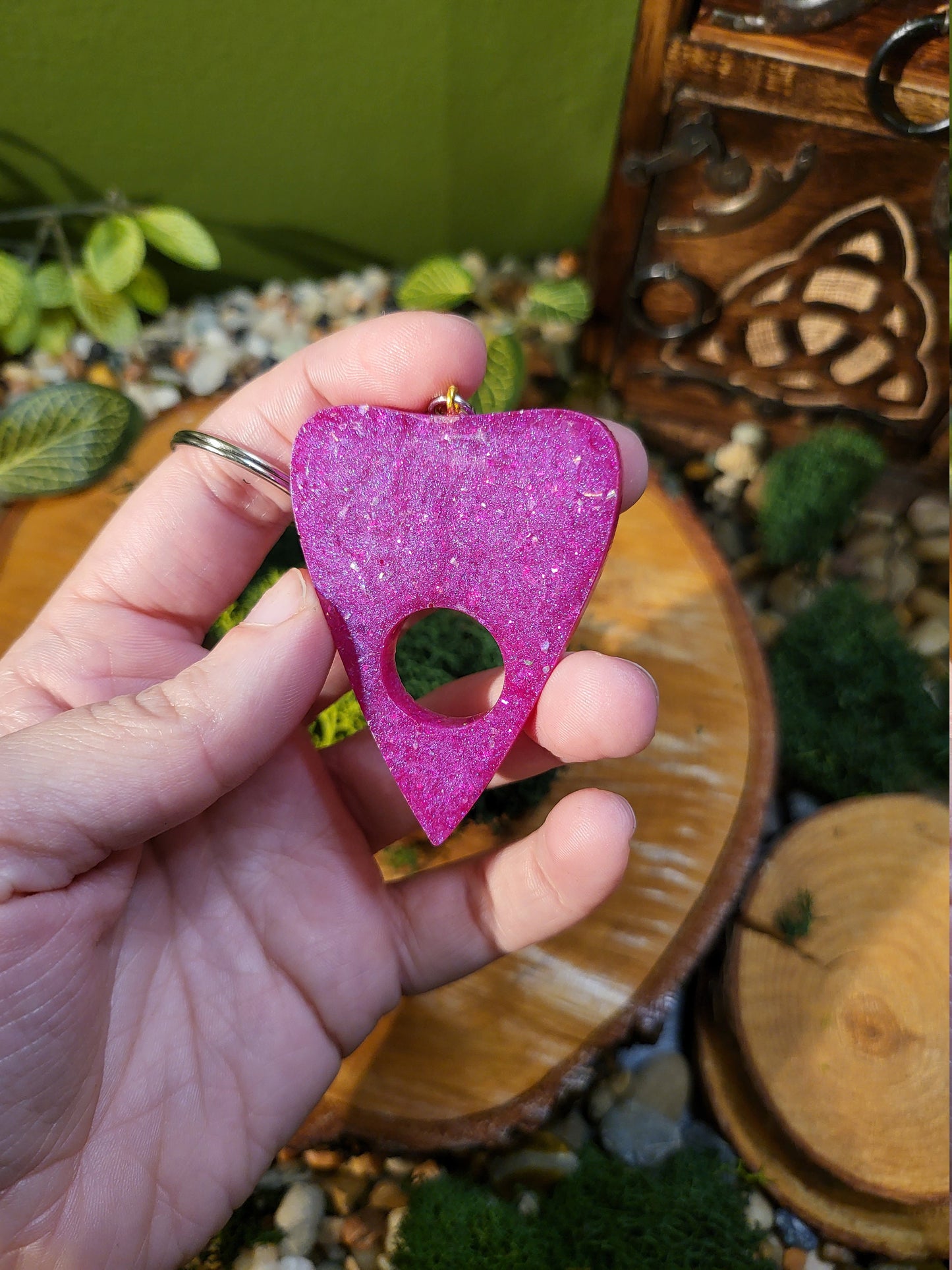 Ouija Planchette - Hot Pink and Pink Glitter Filled