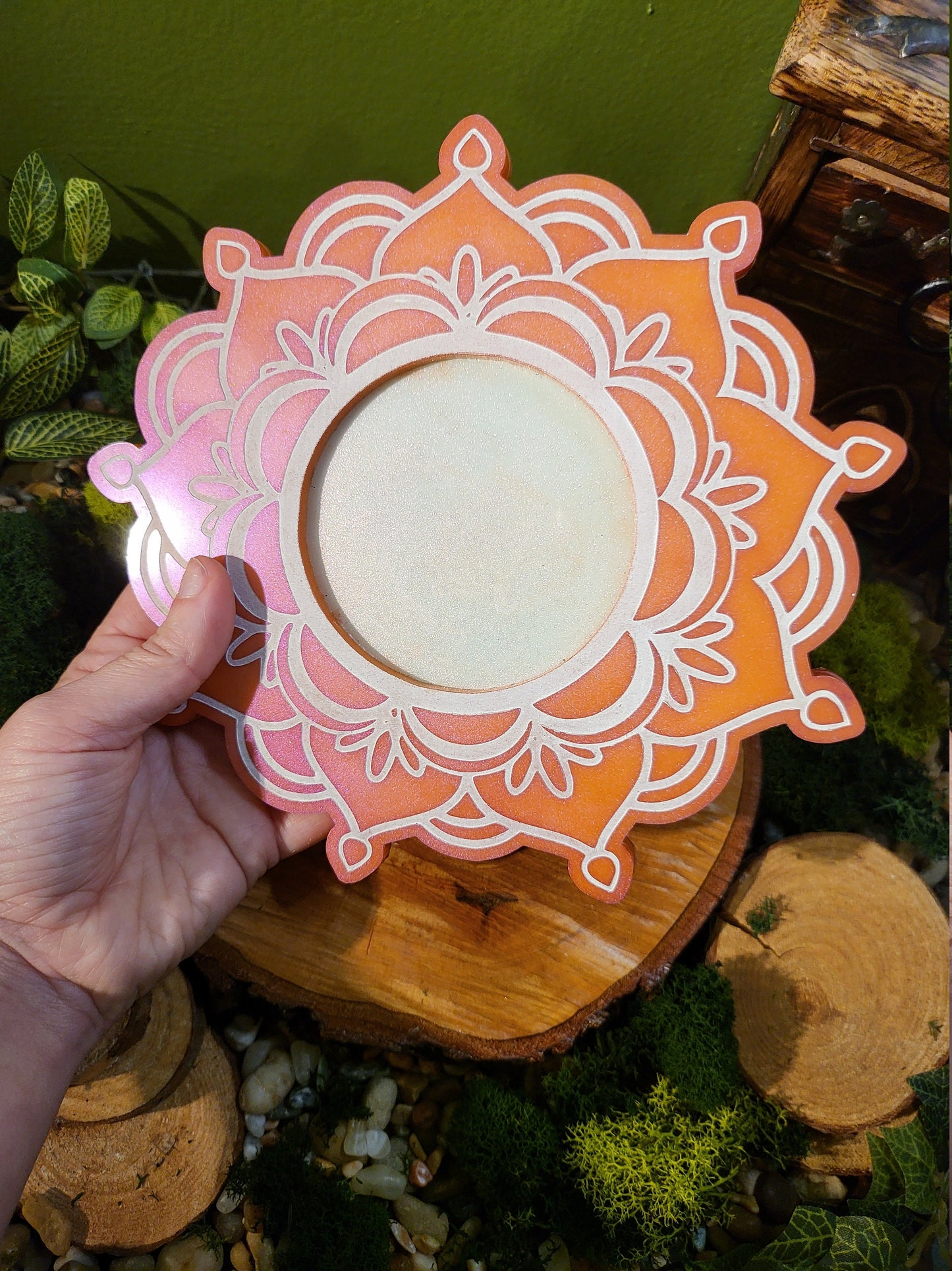 Peachy Pink Mandala Tray, 8in