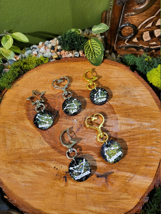 Black Galaxy Astrological Keychains with Charms