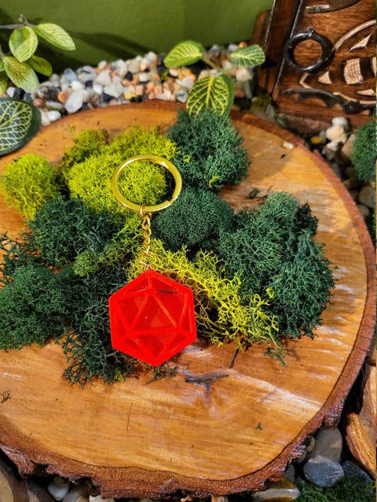 Florescent Orange D20 Keychain