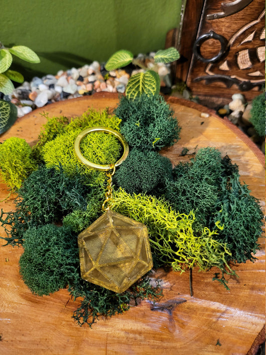 Gold D20 Keychain