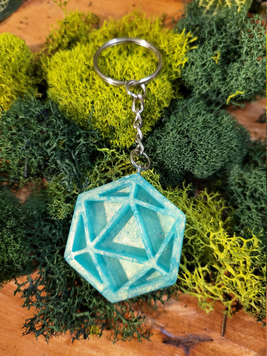 Green Gold D20 Keychain