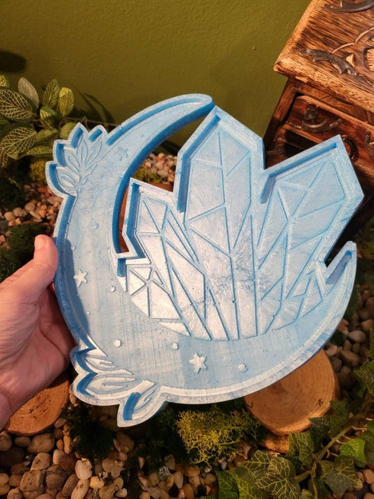 Light Blue Crescent Moon Tray, 10in Tray