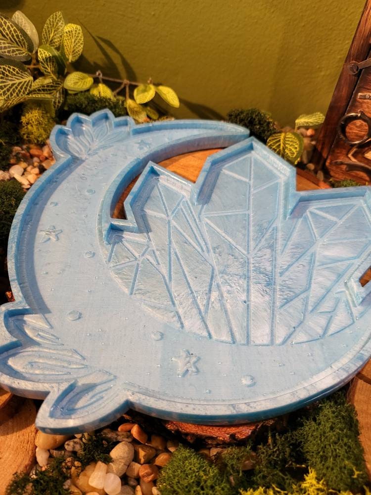 Light Blue Crescent Moon Tray, 10in Tray