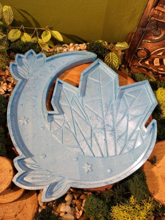 Light Blue Crescent Moon Tray, 10in Tray