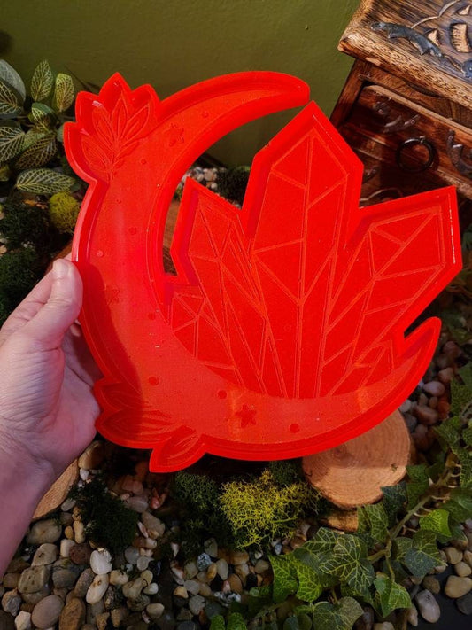 Neon Orange Crescent Moon Tray, 10in Tray