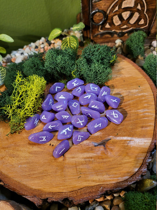 Pastel Purple Norse / Elder Futhark Runes, Set of 24