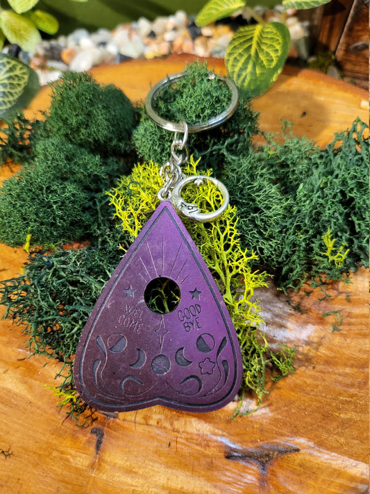 Ouija Planchette - Purple Moon Phase and Crescent Moon Charm