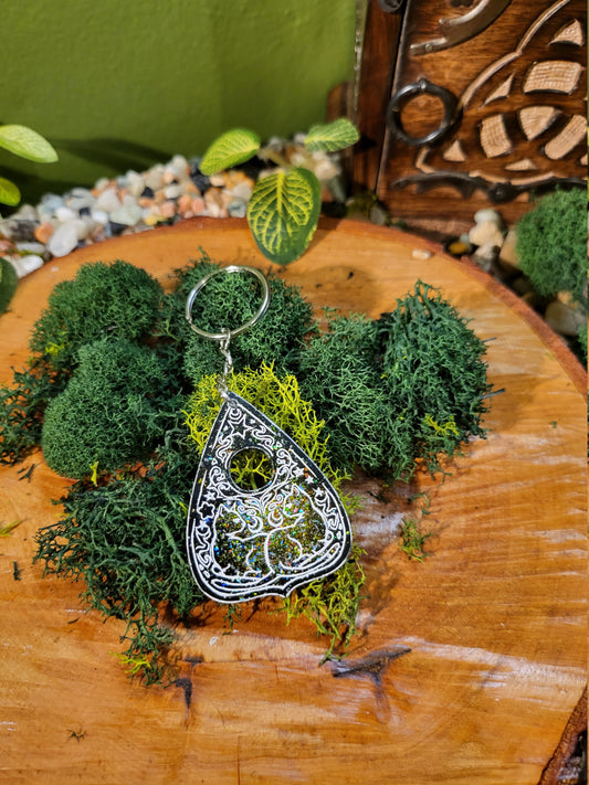 Ouija Planchette - Galaxy Double Cat and Pentagram