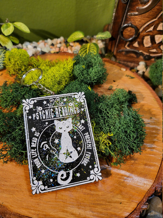 Galaxy Psychic Reading Cat Keychain