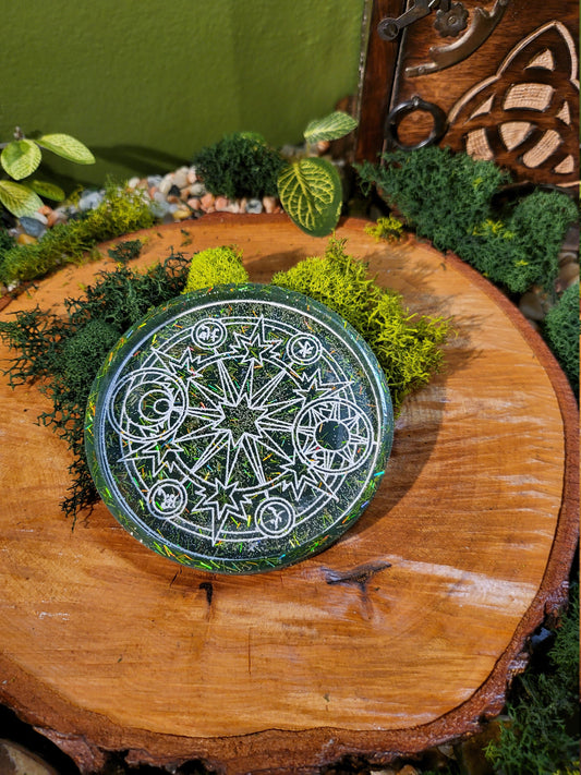 Green and Holographic Tinsel Glitter Summoning Circle Mini Tray