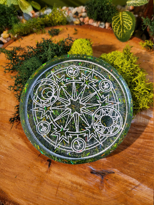 Green and Holographic Tinsel Glitter Summoning Circle Mini Tray
