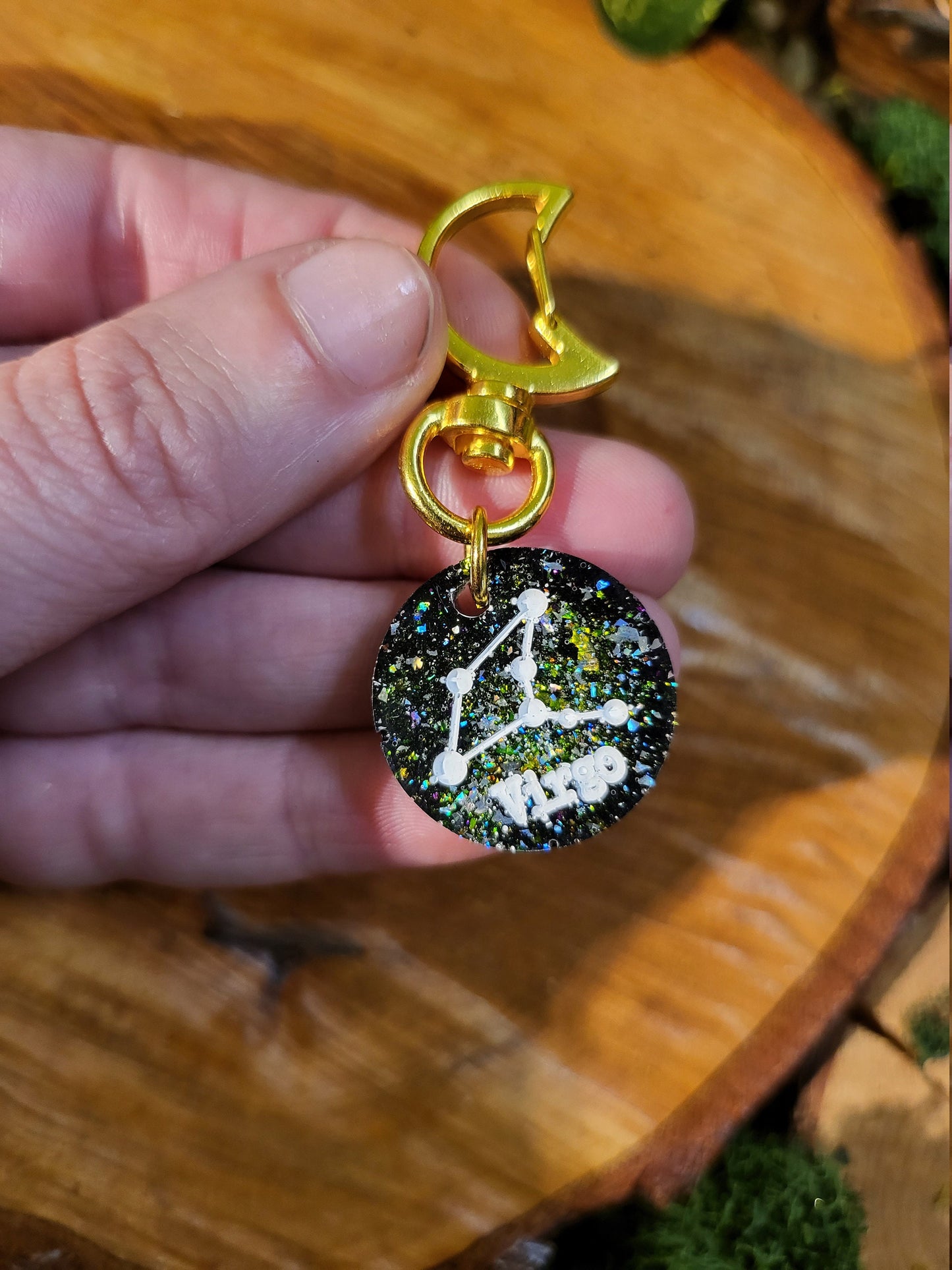 Black Galaxy Astrological Keychains with Charms