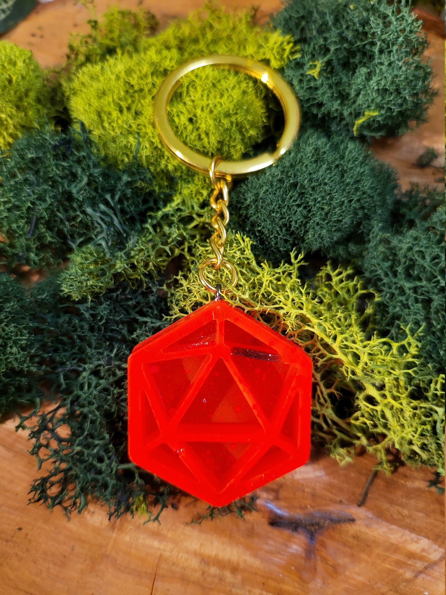 Florescent Orange D20 Keychain