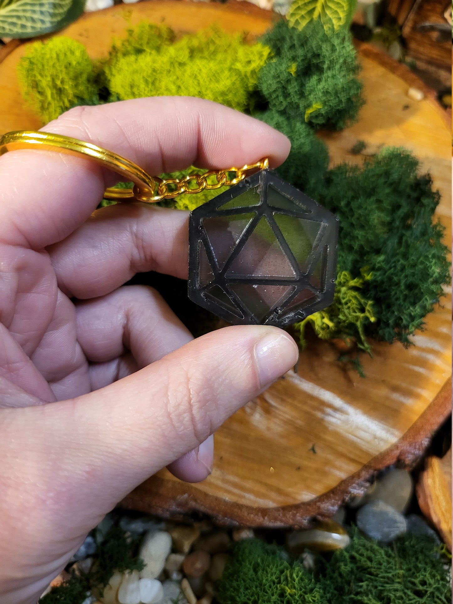 Transparent Black D20 Keychain