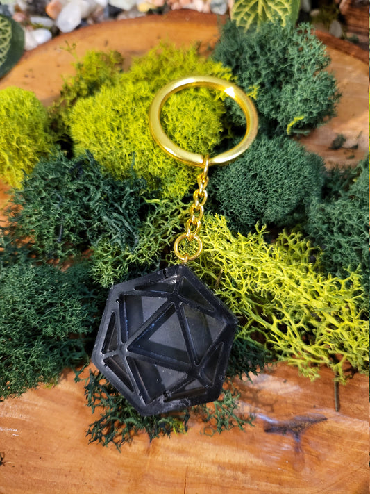 Transparent Black D20 Keychain