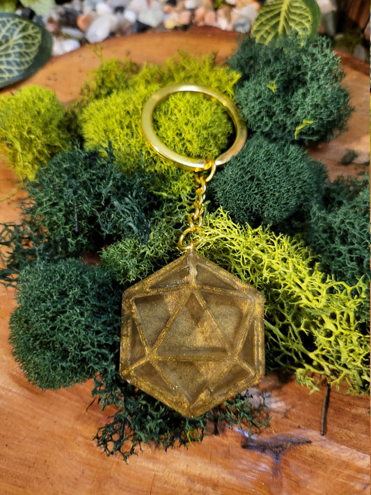 Gold D20 Keychain