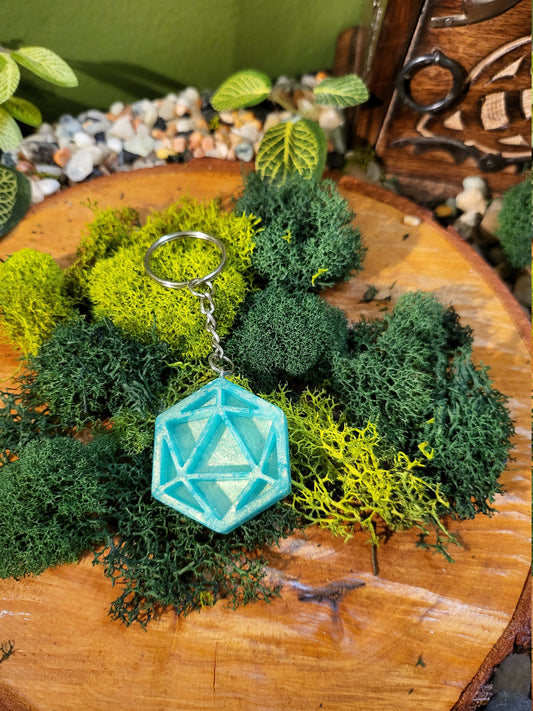 Green Gold D20 Keychain