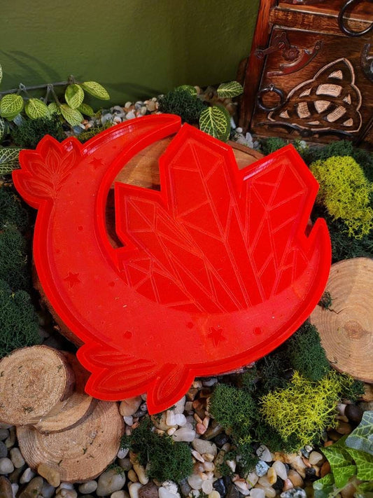 Neon Orange Crescent Moon Tray, 10in Tray