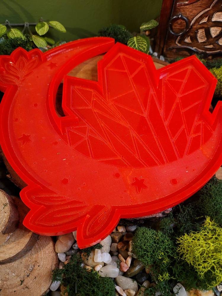 Neon Orange Crescent Moon Tray, 10in Tray