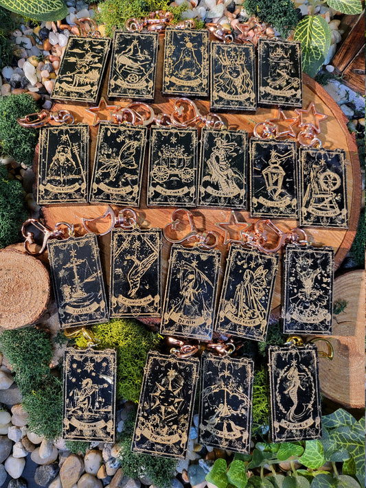 Black and Gold Mini Tarot Card Keychains