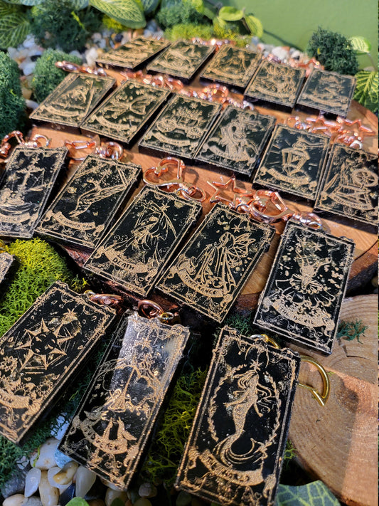 Black and Gold Mini Tarot Card Keychains