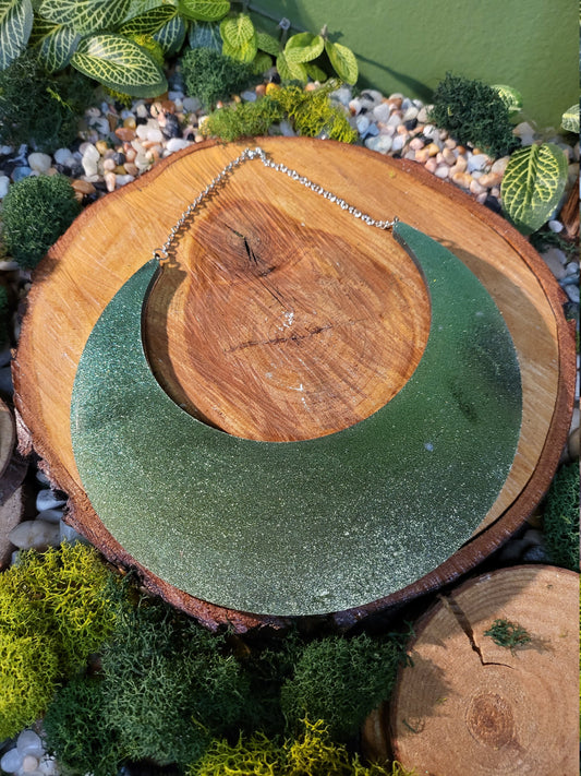 Green Shimmer Crecent Moon Wall Hanging