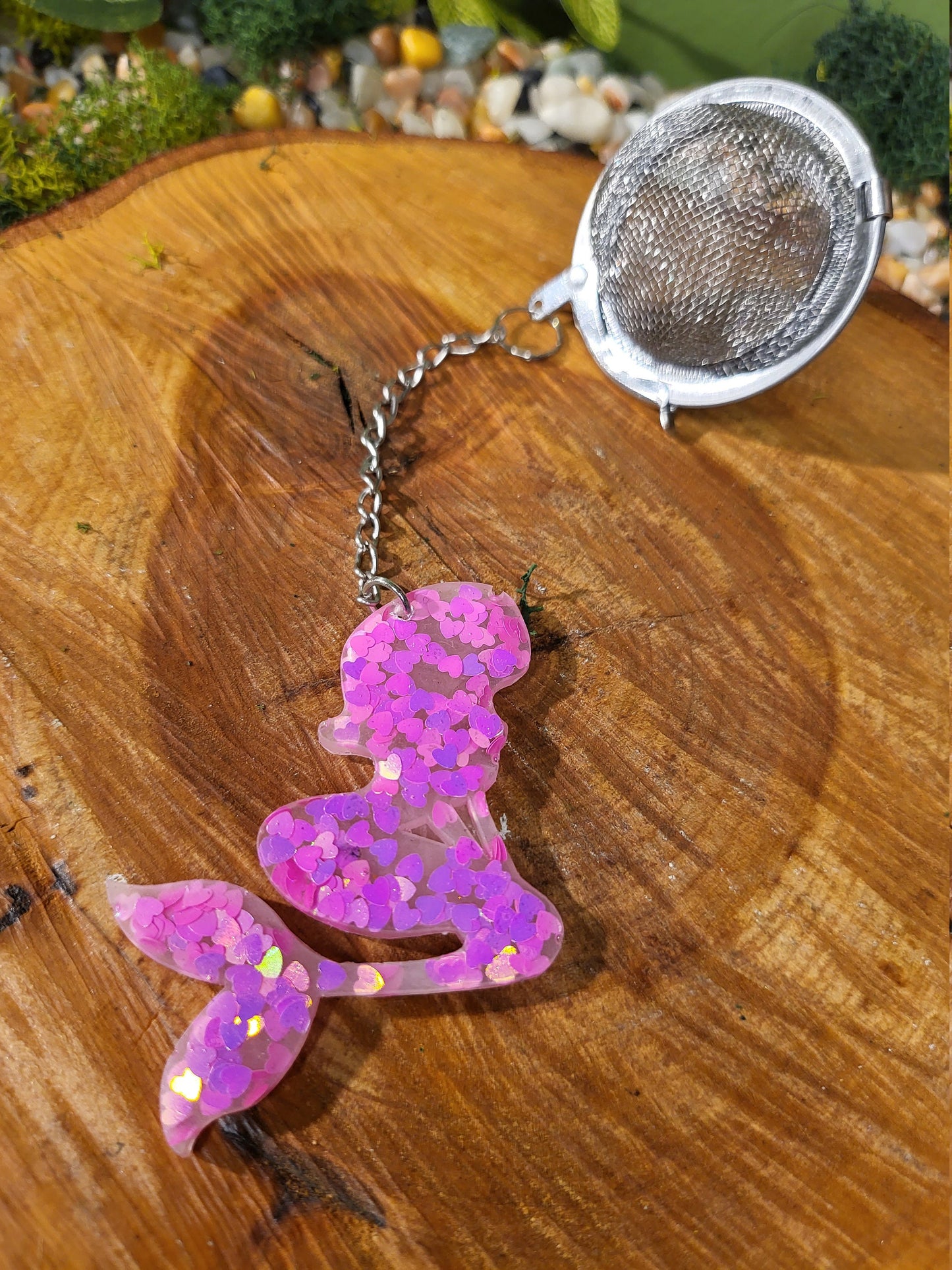 Pink Heart Glitter Mermaid Loose Leaf Tea Ball, Tea Infuser