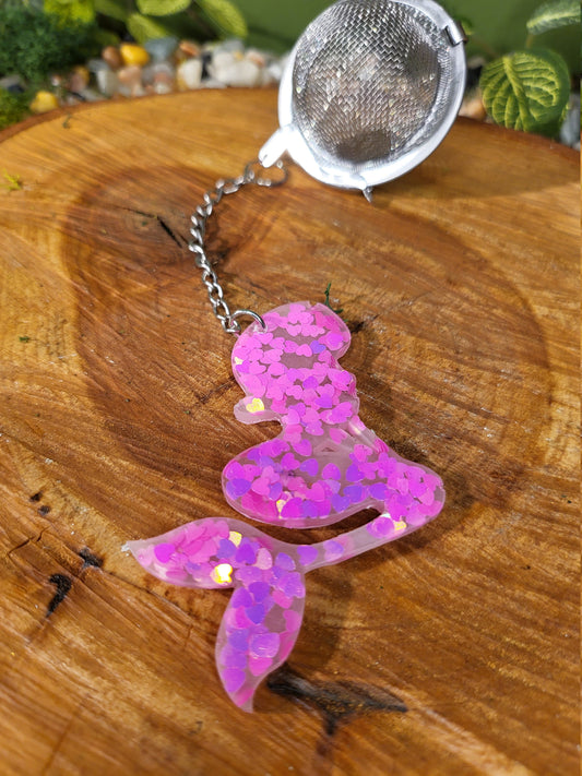 Pink Heart Glitter Mermaid Loose Leaf Tea Ball, Tea Infuser