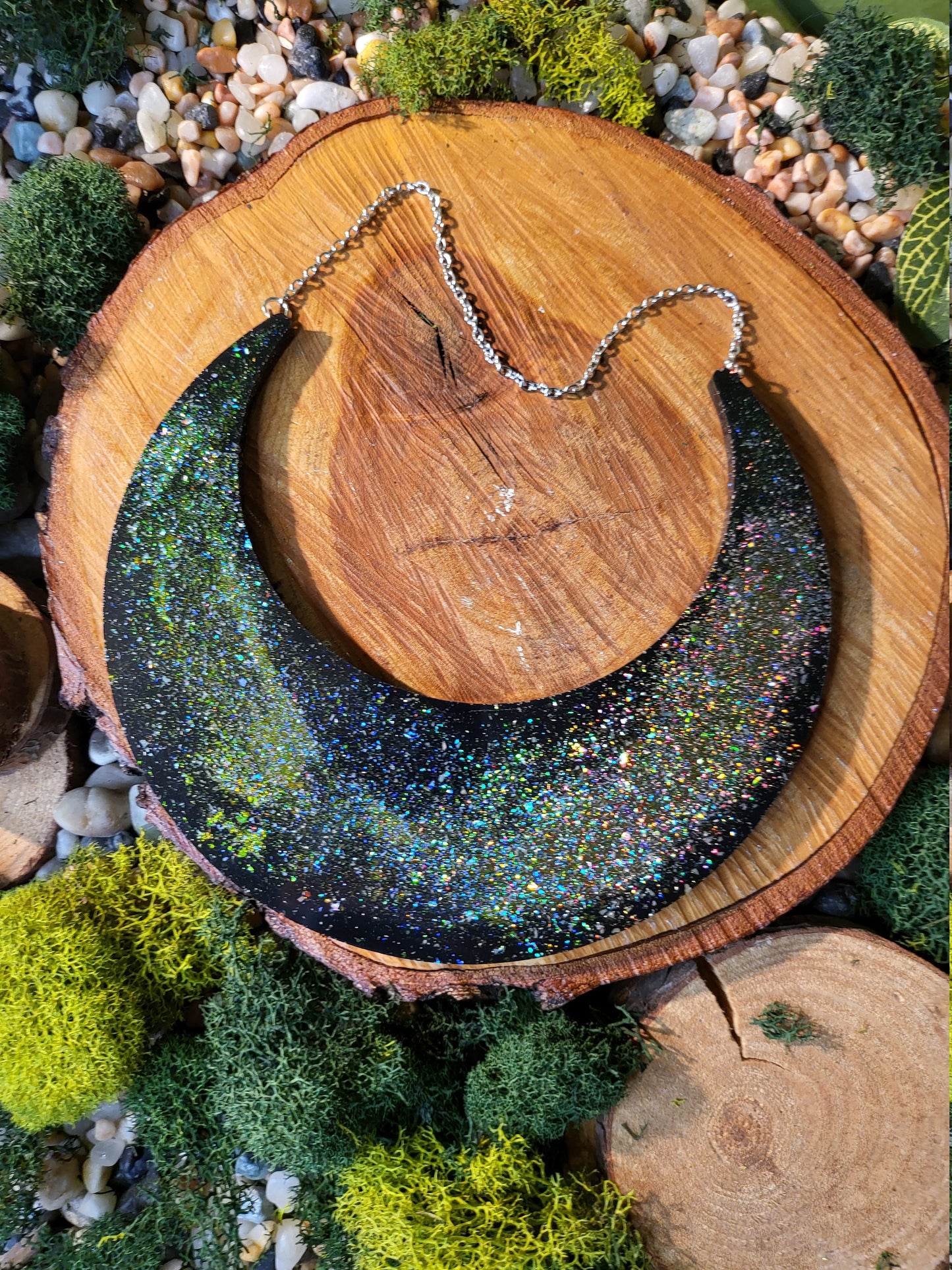 Black Galaxy Crecent Moon Wall Hanging