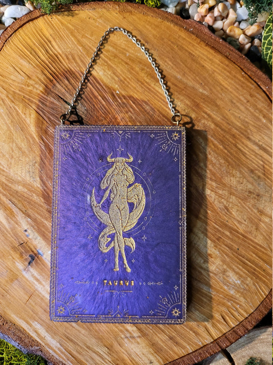 Purple and Gold Taurus Wall Hanging