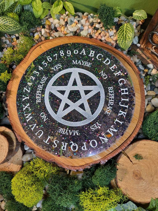 Glitter and Floral Pentagram Pendulum Board