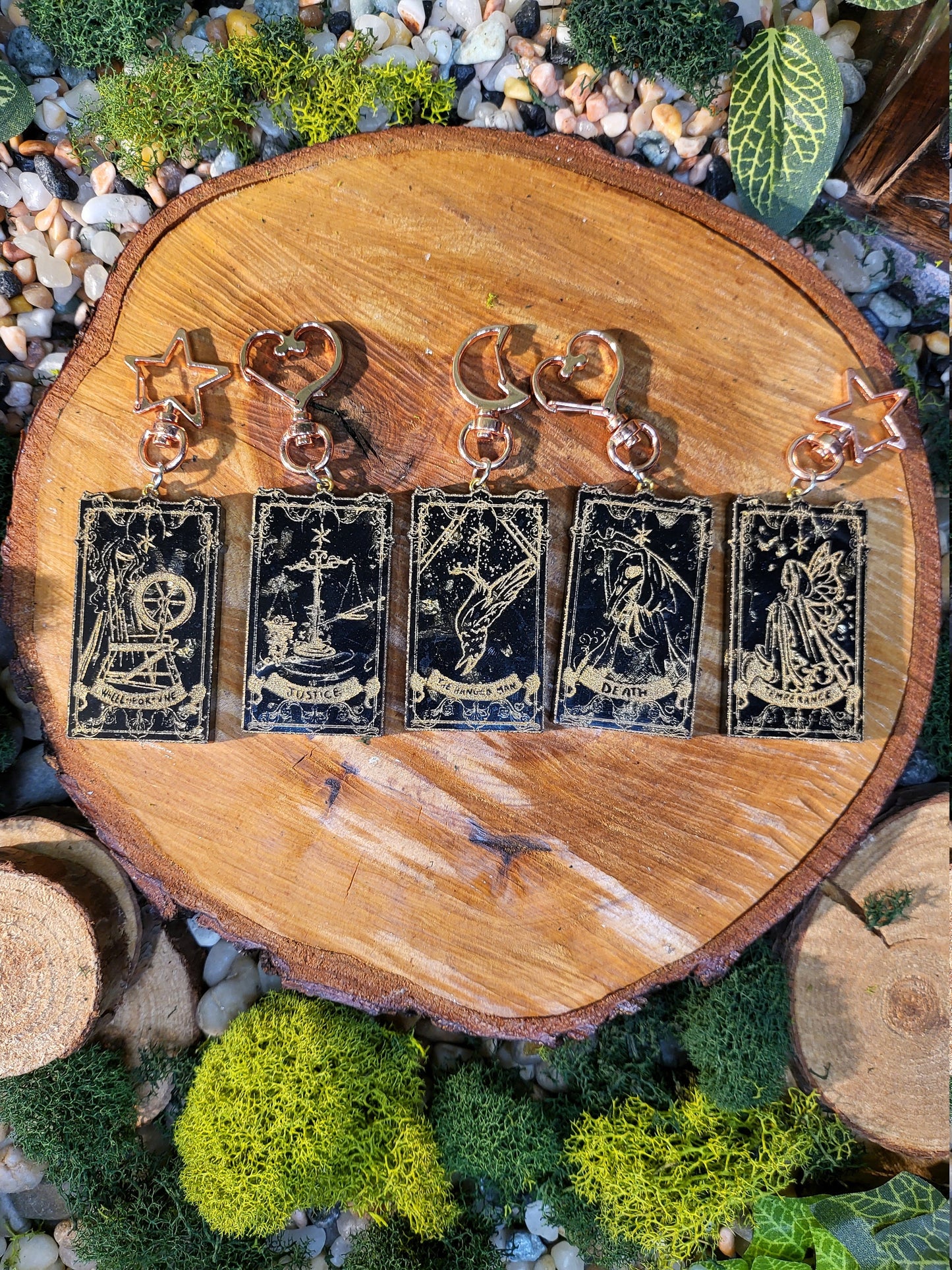 Black and Gold Mini Tarot Card Keychains