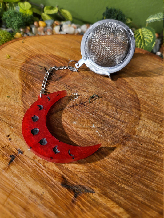 Red and Black Crescent Moon Loose Leaf Tea Ball, Tea Infuser