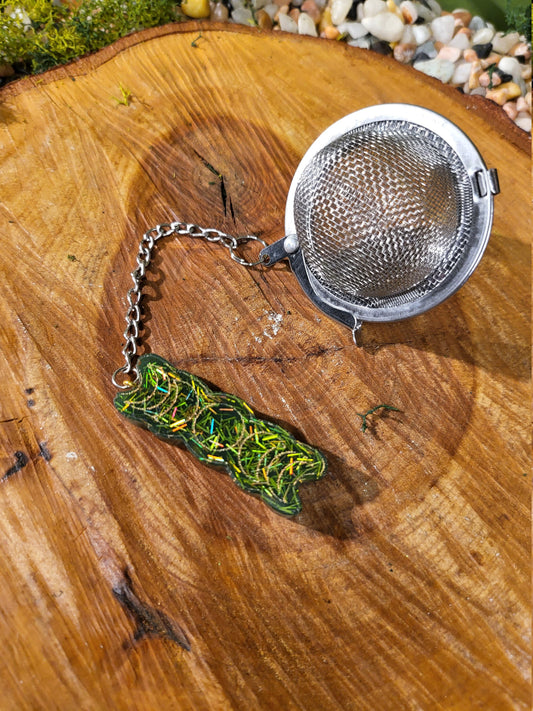 Green Glitter Filled Moon Phase Loose Leaf Tea Ball, Tea Infuser