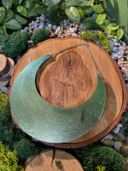 Green Shimmer Crecent Moon Wall Hanging