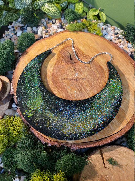 Black Galaxy Crecent Moon Wall Hanging
