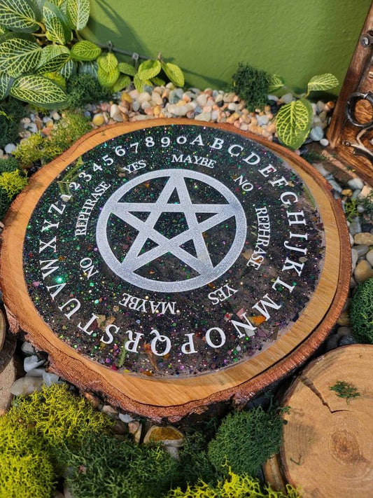 Glitter and Floral Pentagram Pendulum Board