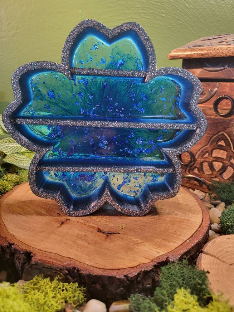 Blue Sakura Flower Shelf, Cherry Blossom Crystal Display Shelf, Small Desk Shelf