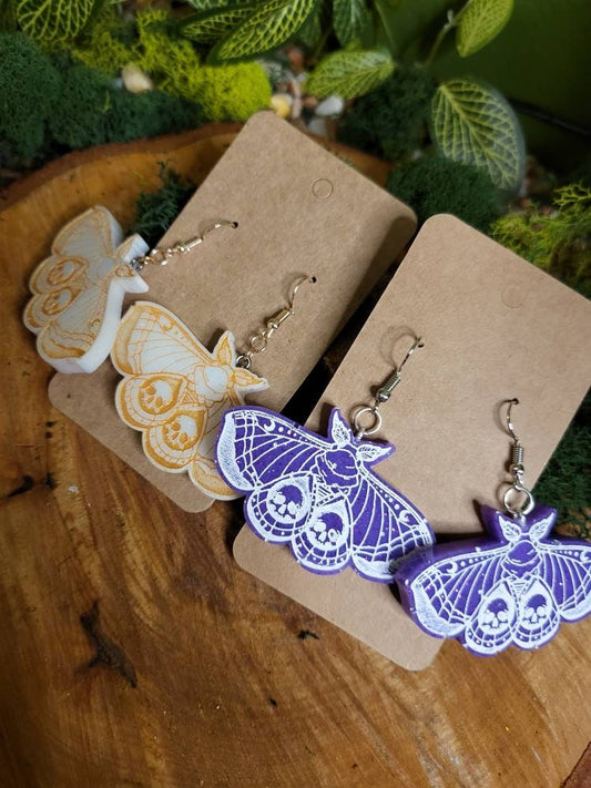 Deathhead Moth Dangle Earrings