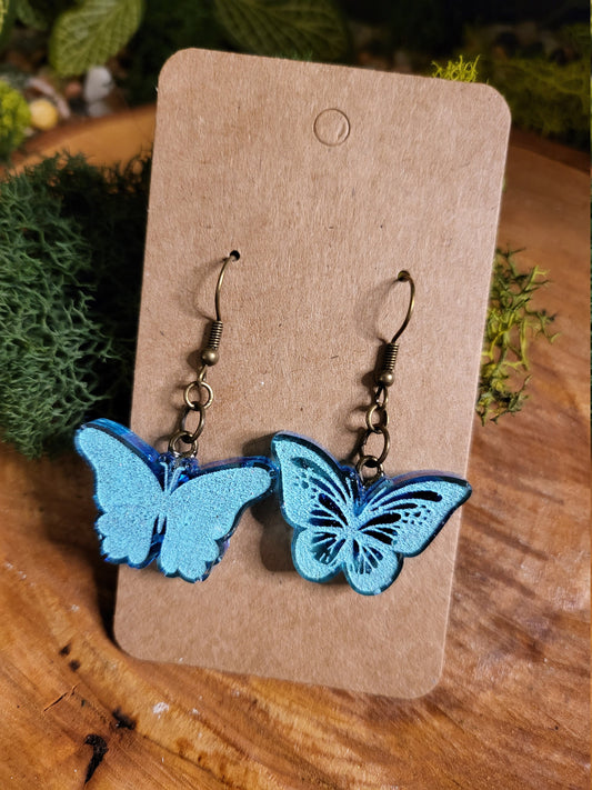 Blue Butterfly Dangle Earrings