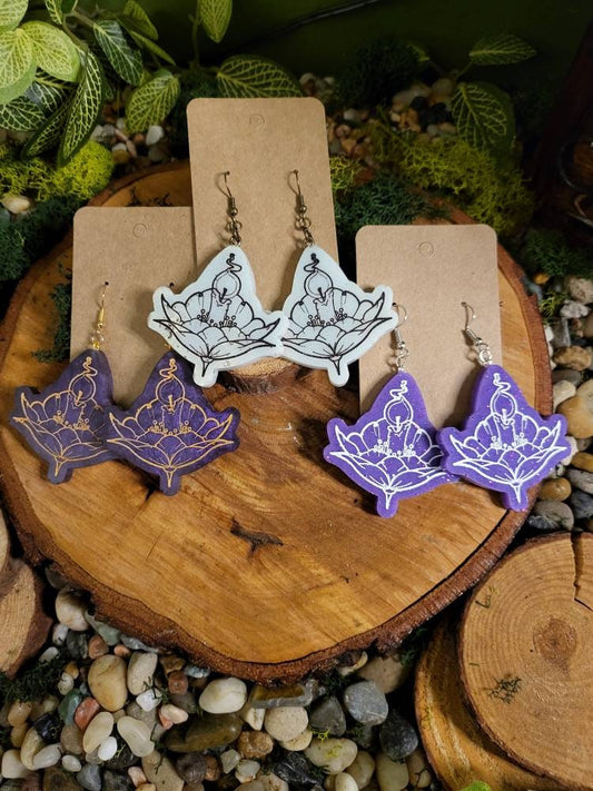 Lotus and Candle Dangle Earrings