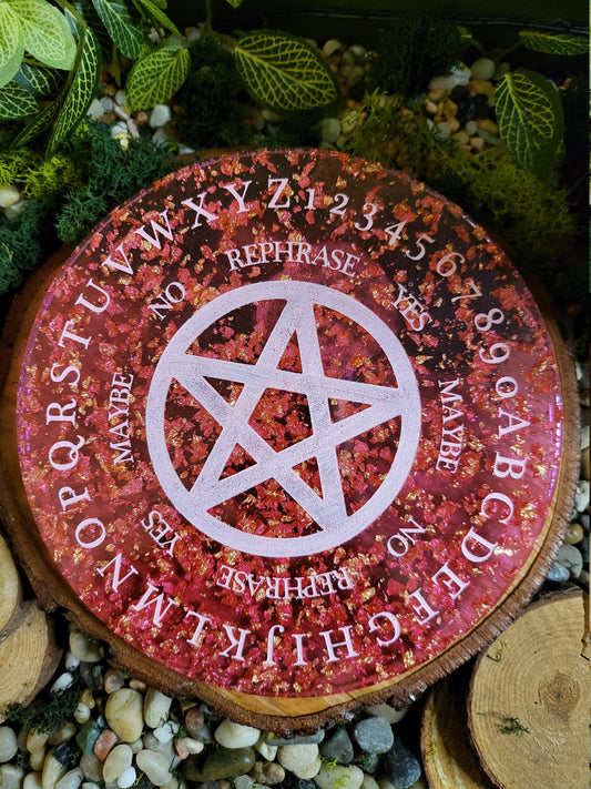 Pink with Faux Gold Flake Pentagram Pendulum Board